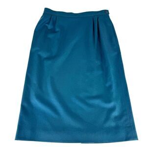 Pendleton Vintage Green 100% Virgin Wool Midi skirt size 14 fully lined